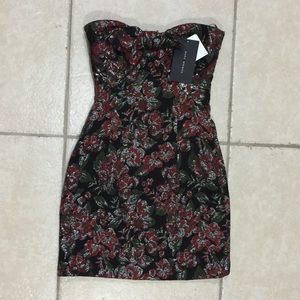 NWT Zara Shimmer Floral Strapless Dress